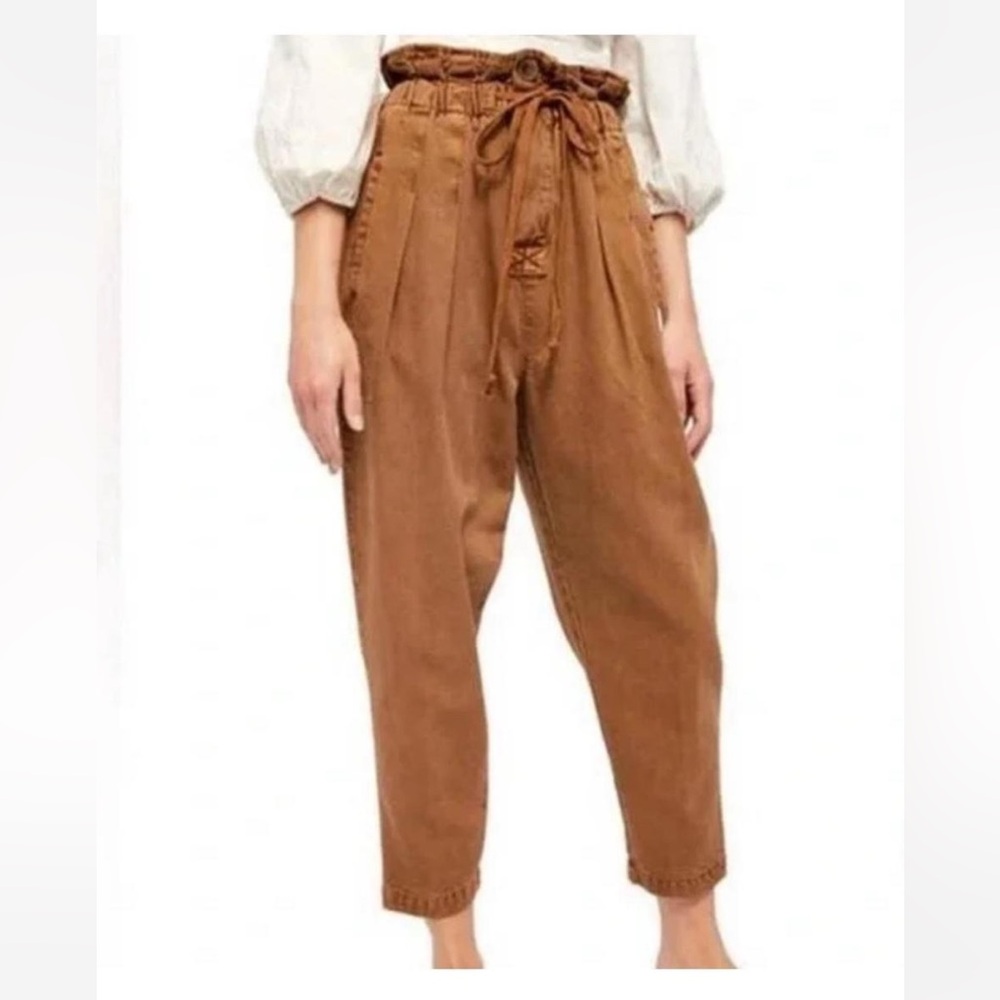 Women's Free People Tan Brown Paperbag Waist‎ Pants Small